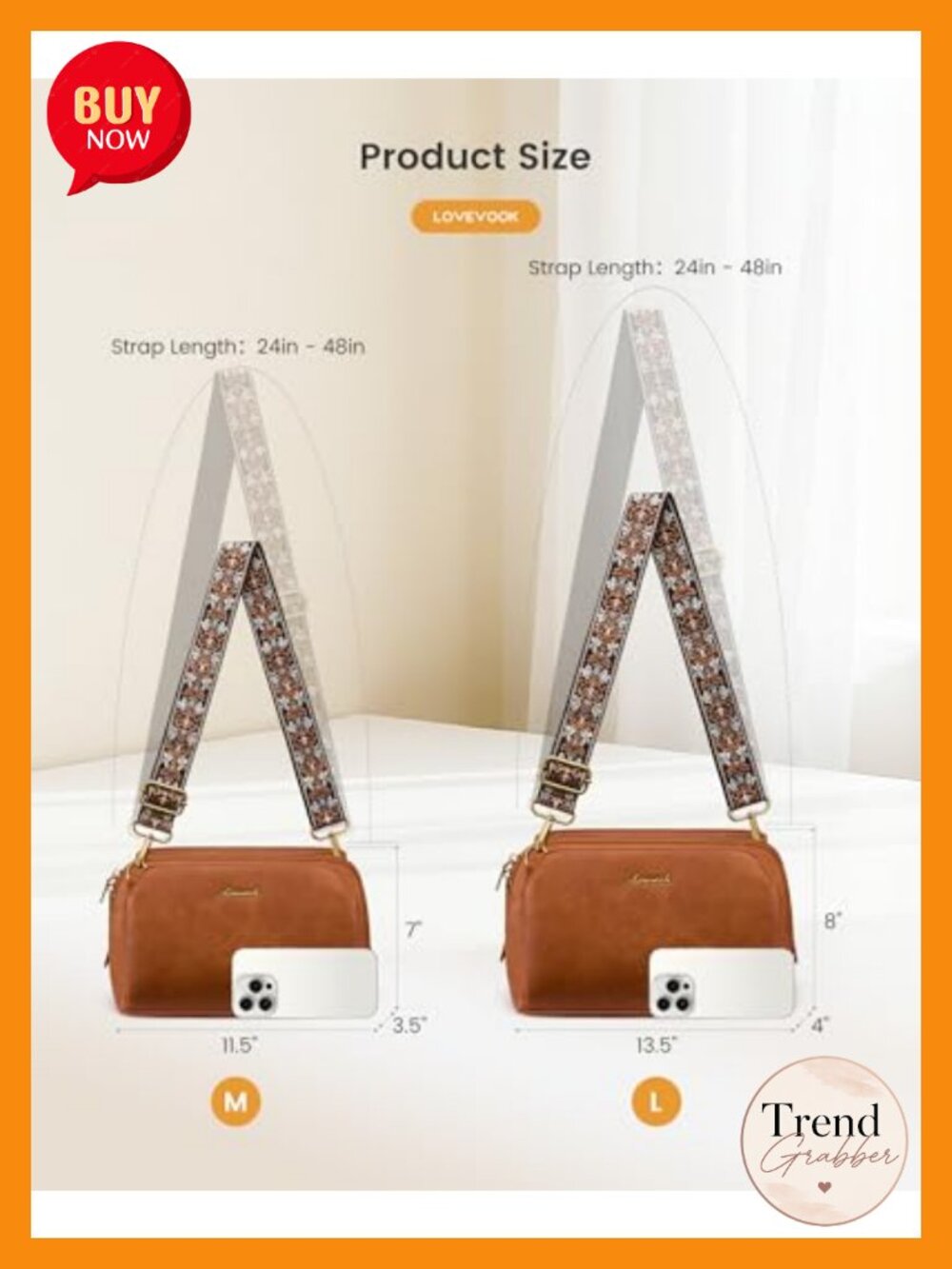 Faux Leather RFID Anti Theft Crossbody Bag with Adjustable Strap - Picture 5 of 6